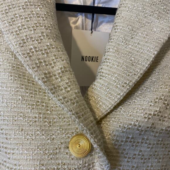 Nookie Queen Cropped Tweed Jacket in Ivory White Size Small NWT - Picture 3 of 8